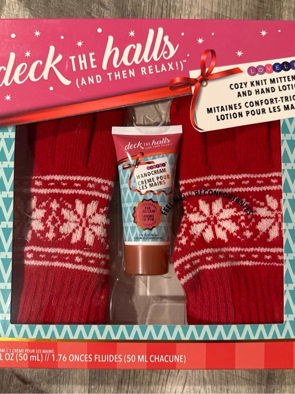 Cozy Red Knit Mittens & Hand Cream Gift Set